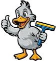 Bubbles the Gray Duck Pro Wash mascot duck pointing you toward the free quote form